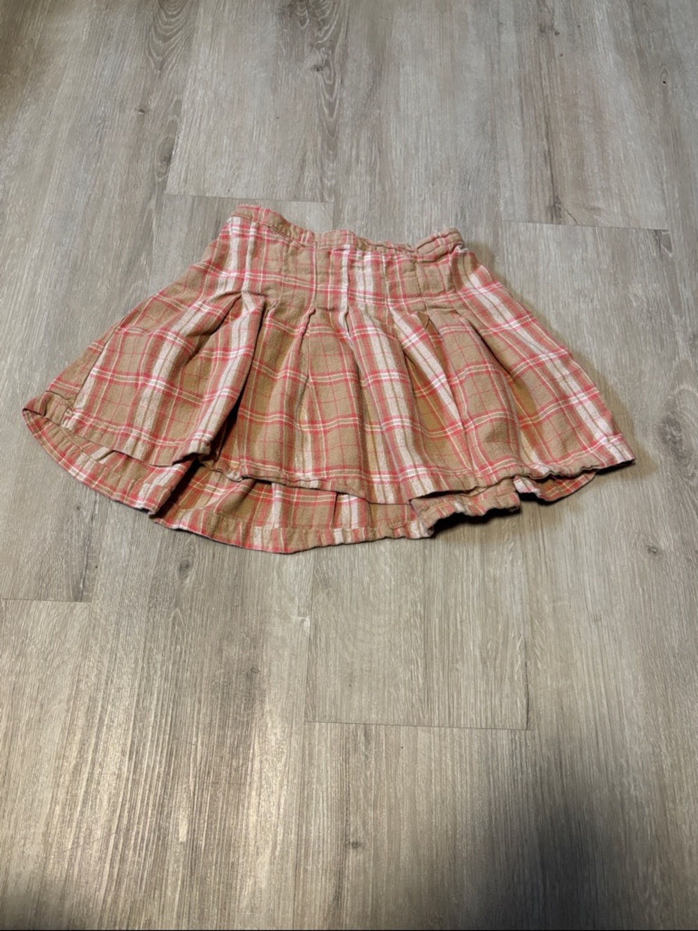 Tahari Red and Tan Plaid Circle Skirt